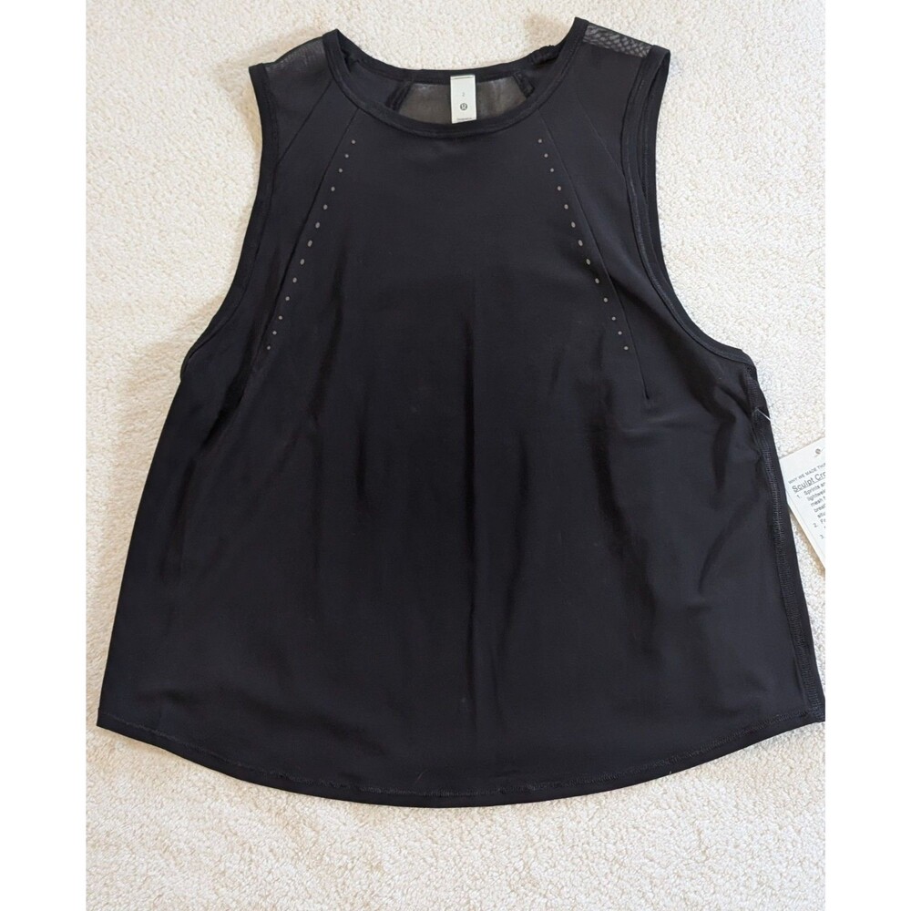 NWT Lululemon Sculpt Cropped Tank Top Size 2 Black Mesh Ventilation LW1DZSS $58